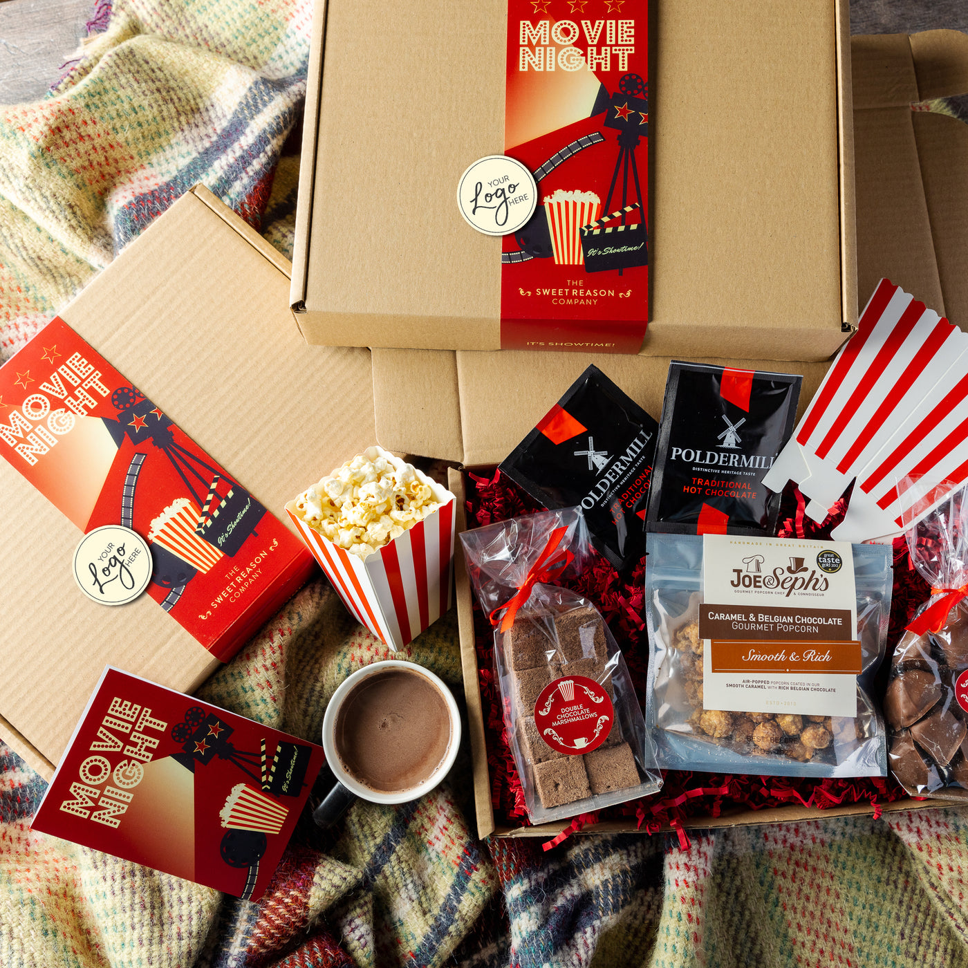 Branded & personalised 'Movie Night' Chocolate & Popcorn