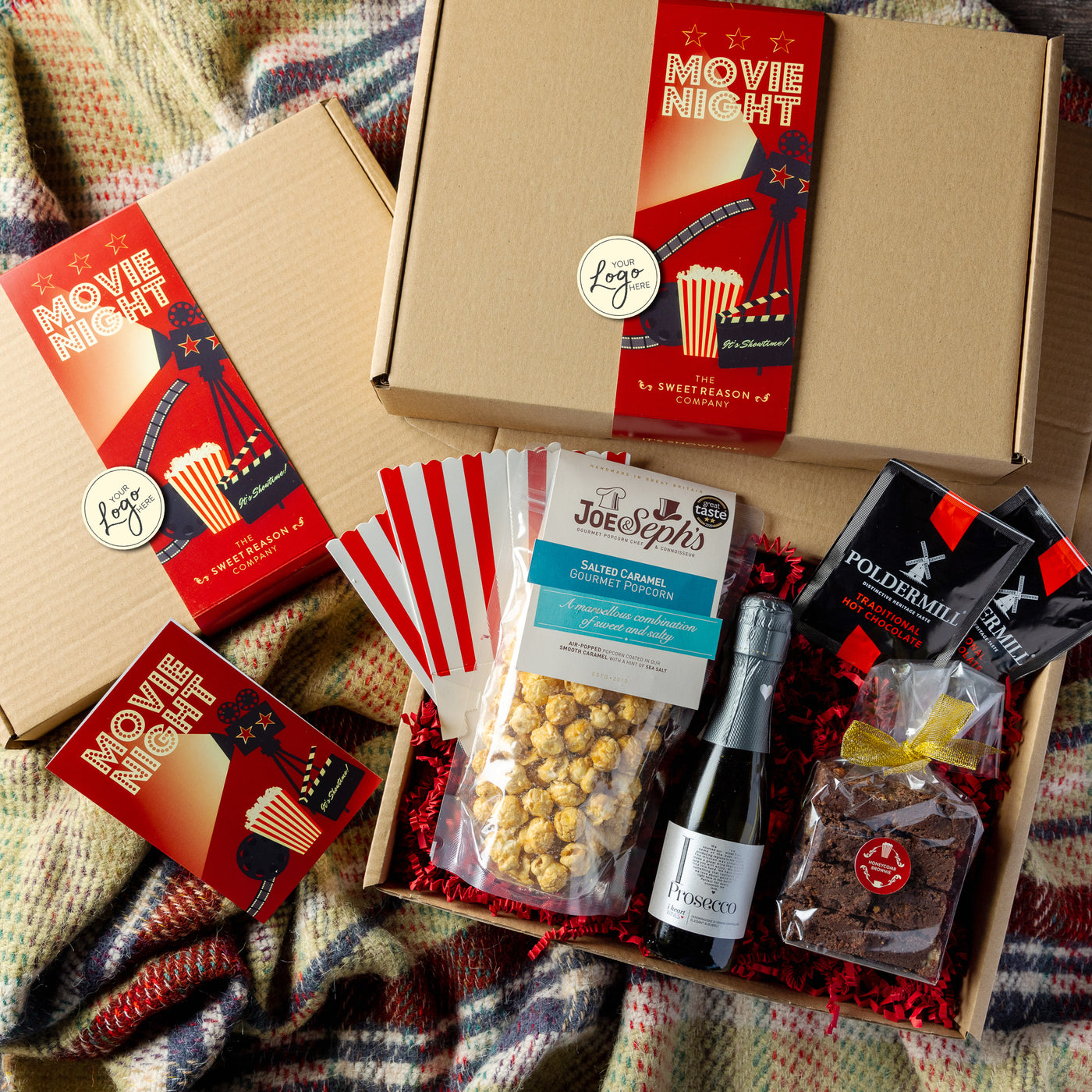 Branded & personalised 'Movie Night' Treats & Prosecco