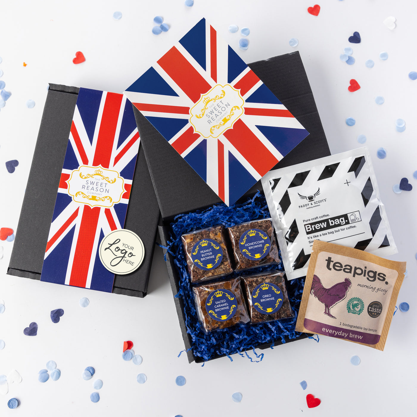 Branded & personalised 'British' Brownies, Coffee and Tea Letterbox