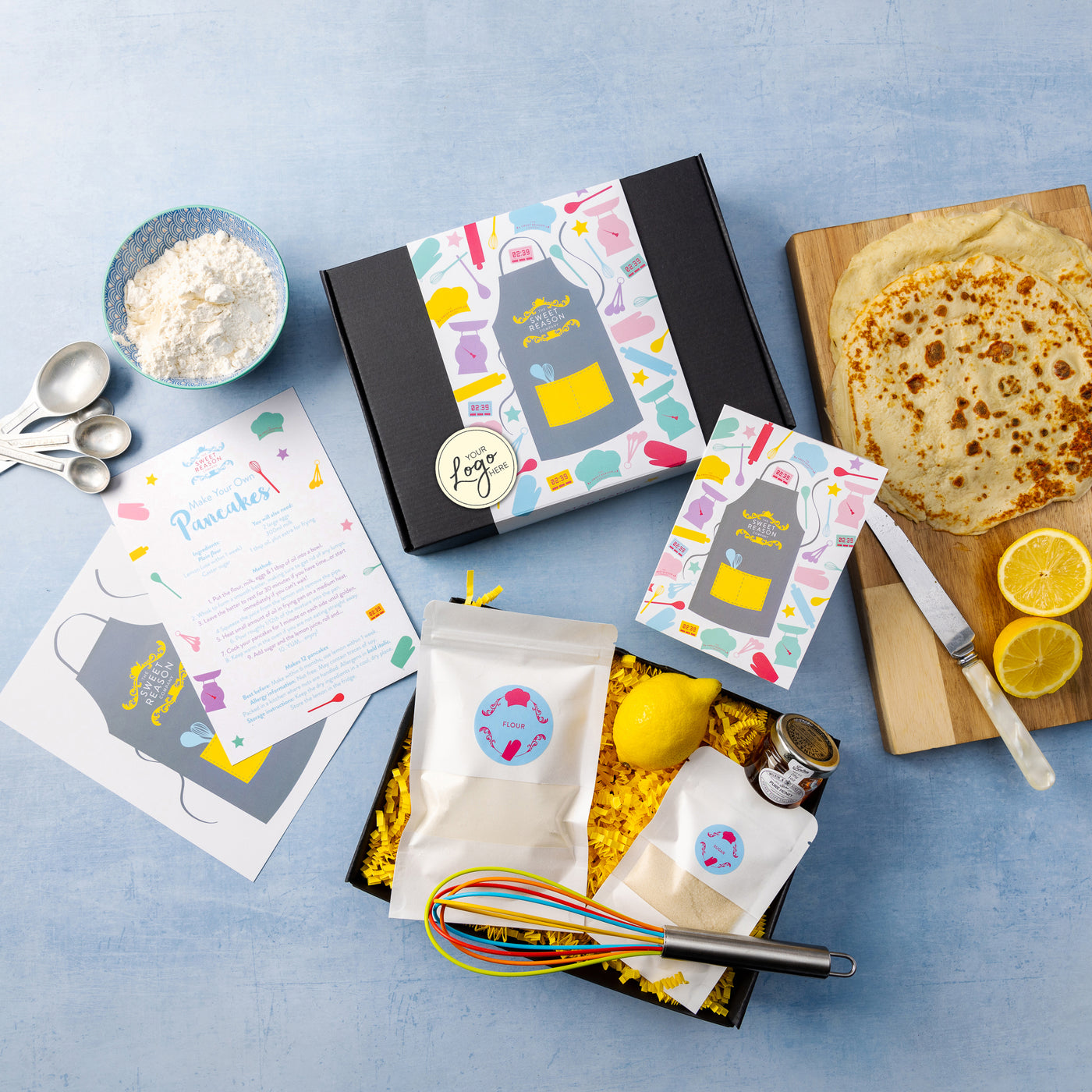 Branded and Personalised Make-Your-Own Pancakes, Whisk and Pot of Honey Corporate Gift