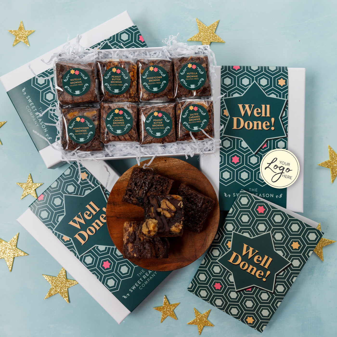 Branded & personalised 'Well Done' Gluten Free Luxury Brownie Gift