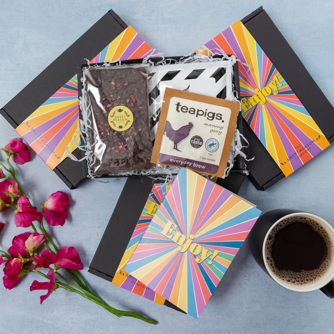 'Enjoy' Vegan Chocolate Slab, Coffee and Tea Letterbox