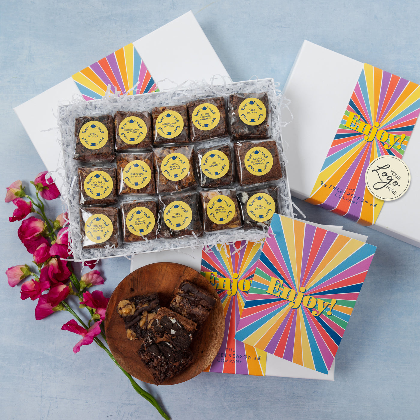 Branded & personalised 'Enjoy' Indulgent Brownie Gift