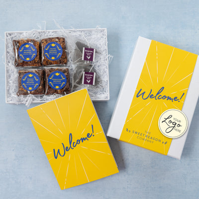 Branded & personalised 'Welcome!' Vegan Afternoon Tea for Two Gift