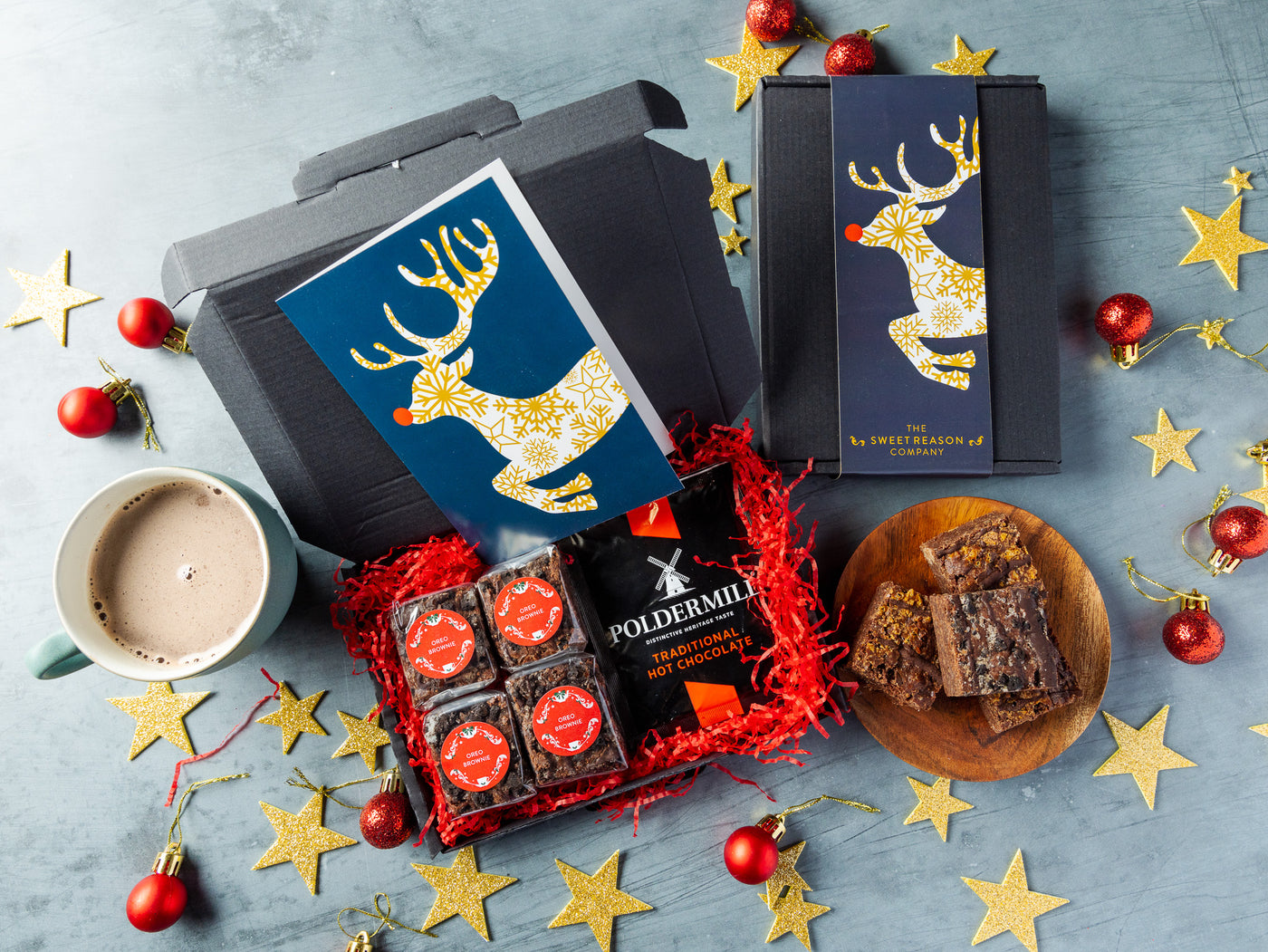 'Reindeer' Hot Chocolate & Oreo Brownies Letterbox