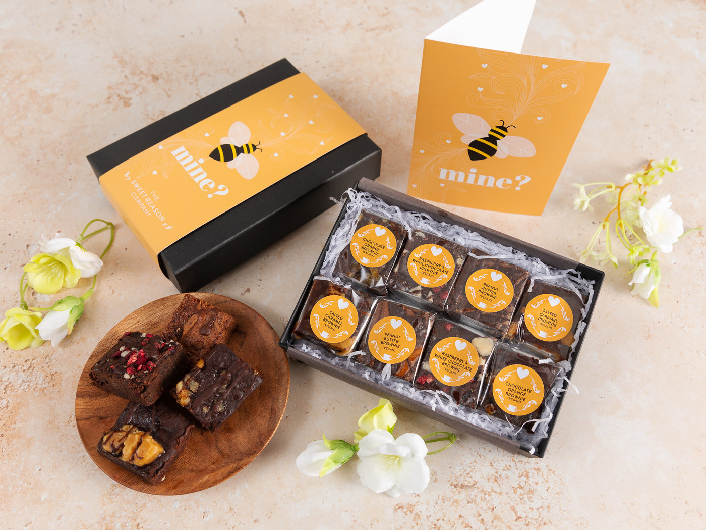 'Bee Mine' Vegan Luxury Brownie Valentine's Day Gift Box