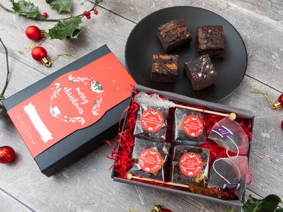 Christmas Vegan Brownies Afternoon Tea for Two Gift Box