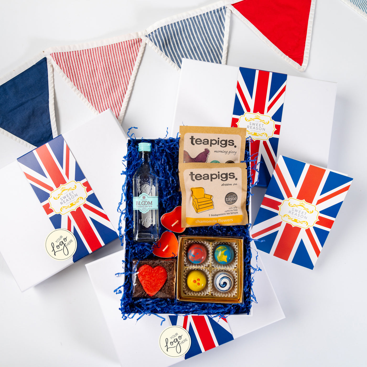Branded & personalised 'British' Treats, Tea and Gin
