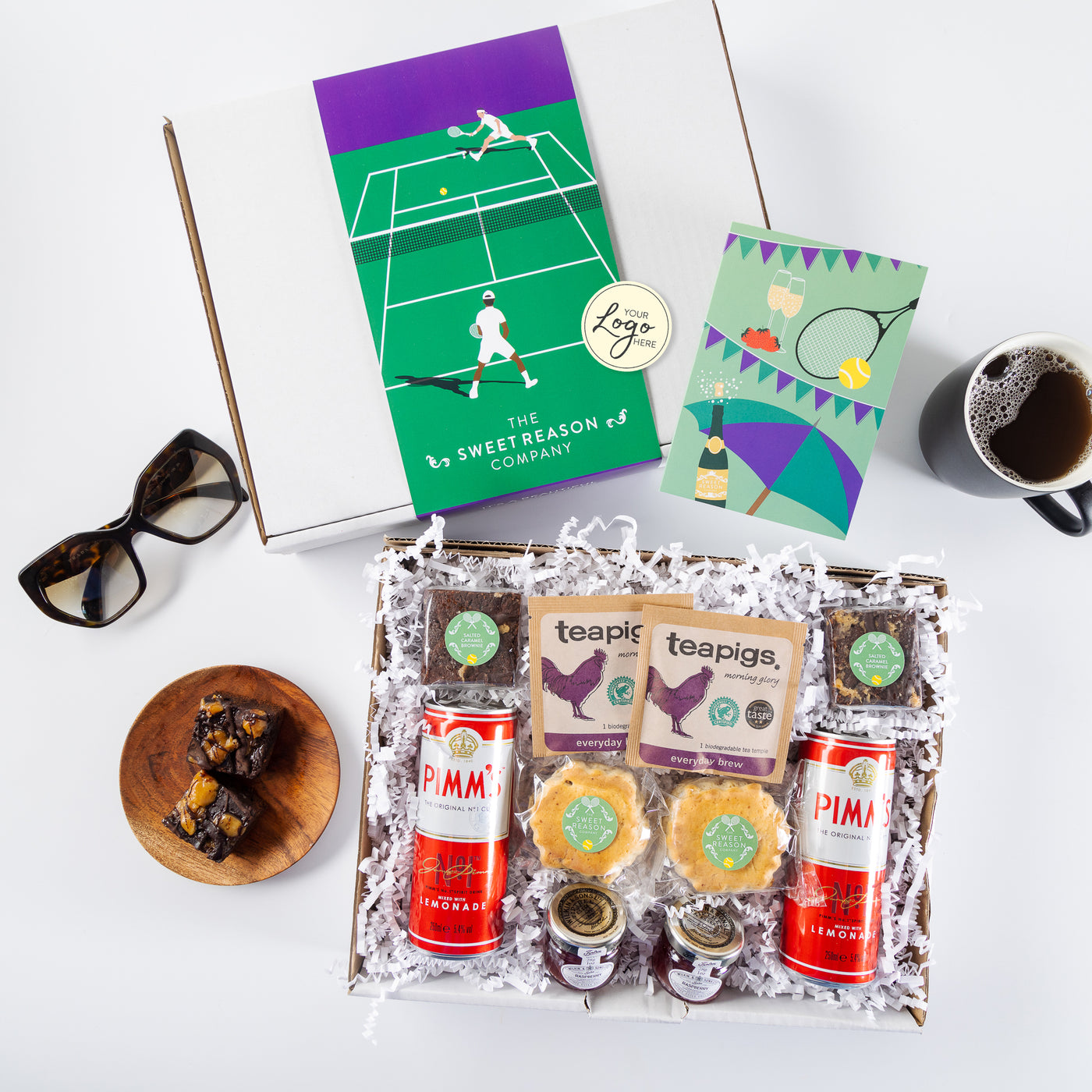 Branded & personalised 'Wimbledon' Treats, Scones, Jam and Pimm's