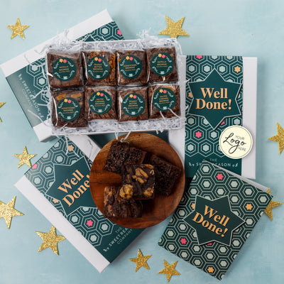 Branded & personalised 'Well Done' Luxury Brownie Gift