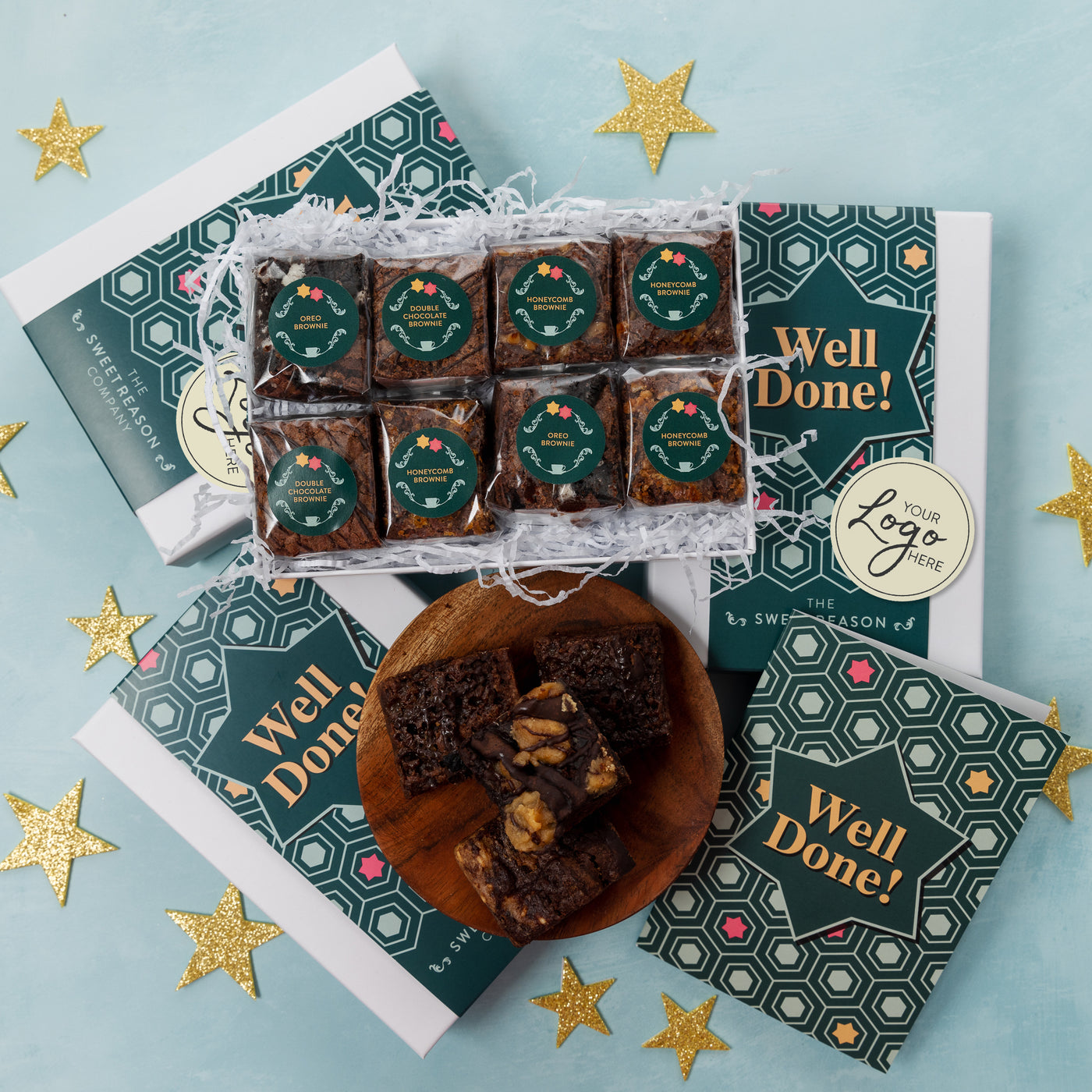 Branded & personalised 'Well Done' Gluten Free Luxury Brownie Gift