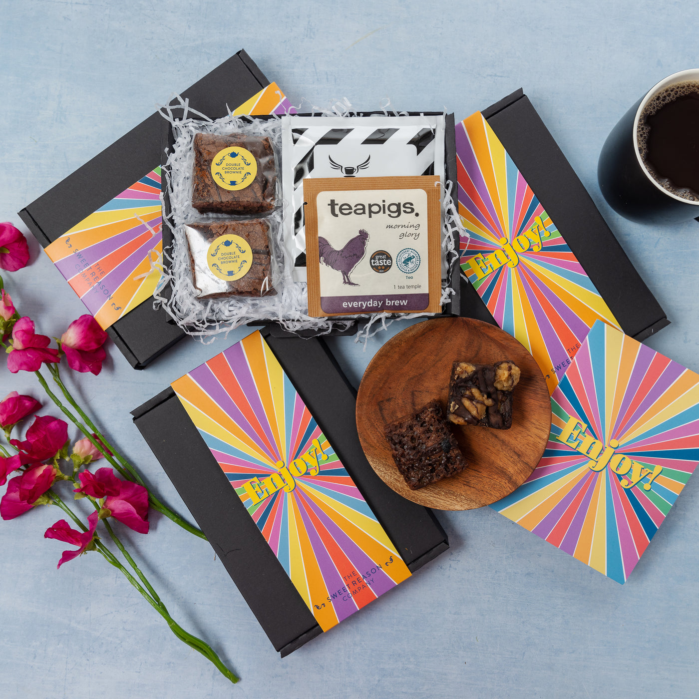 'Enjoy' Double Chocolate Brownies, Coffee and Tea Letterbox