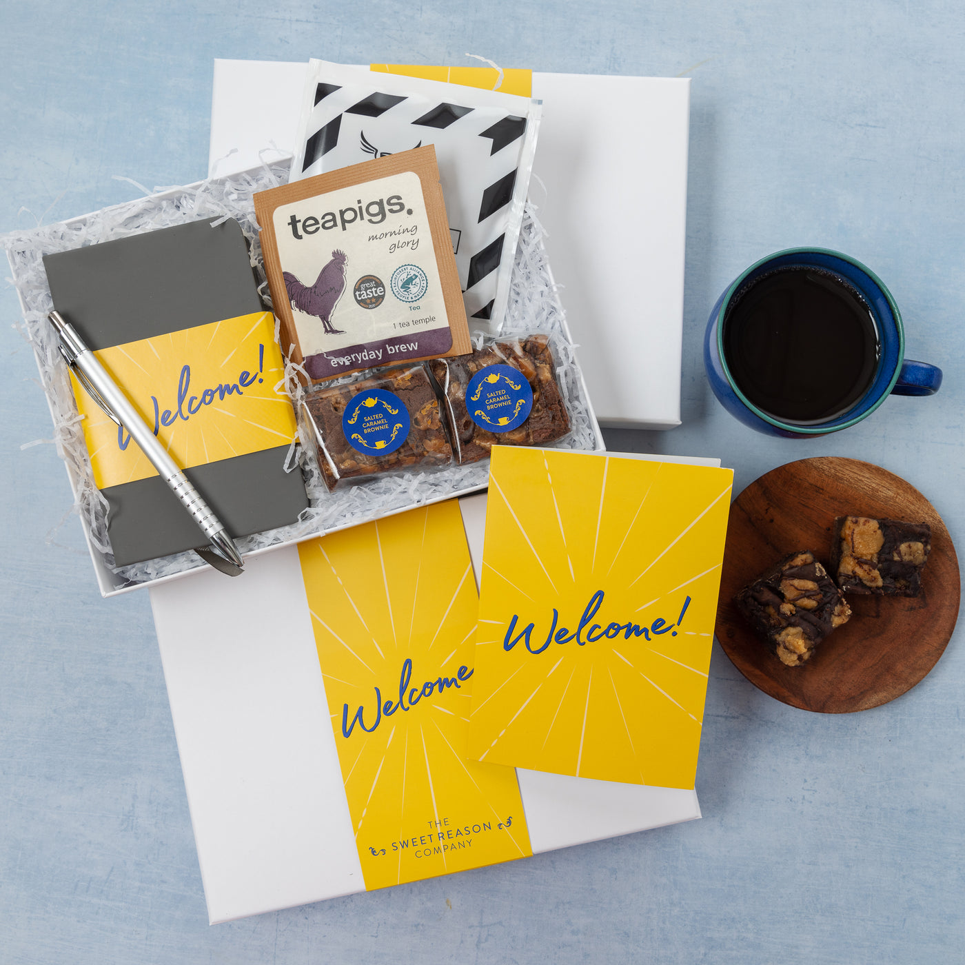 'Welcome!' Notebook, Brownies Tea & Coffee Gift