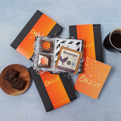 'Enjoy :)' Double Chocolate Brownies, Coffee and Tea Letterbox