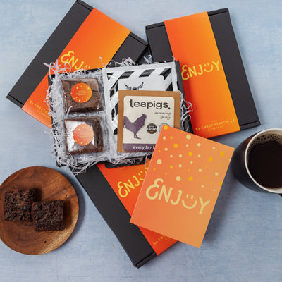 'Enjoy :)' Double Chocolate Brownies, Coffee and Tea Letterbox
