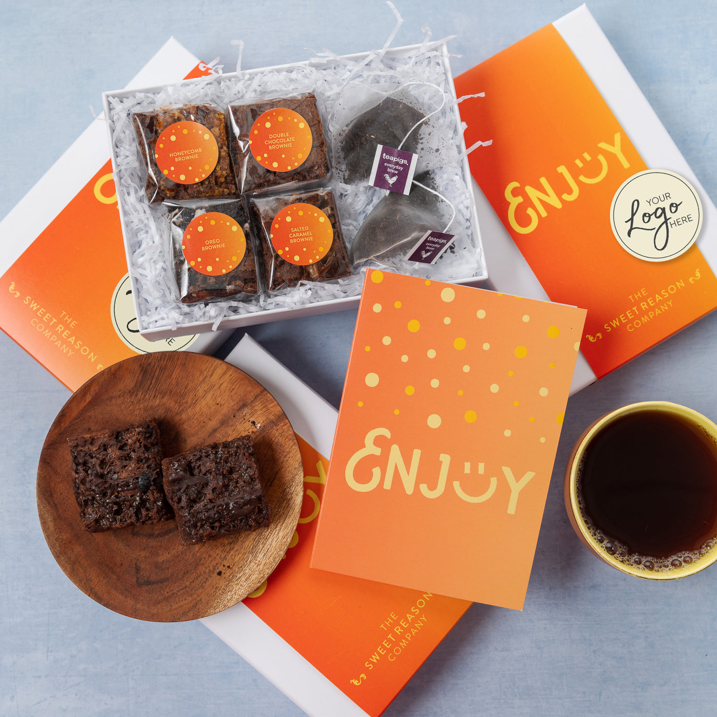 Branded & Personalised 'Enjoy :)' Vegan Afternoon Tea for Two Gift