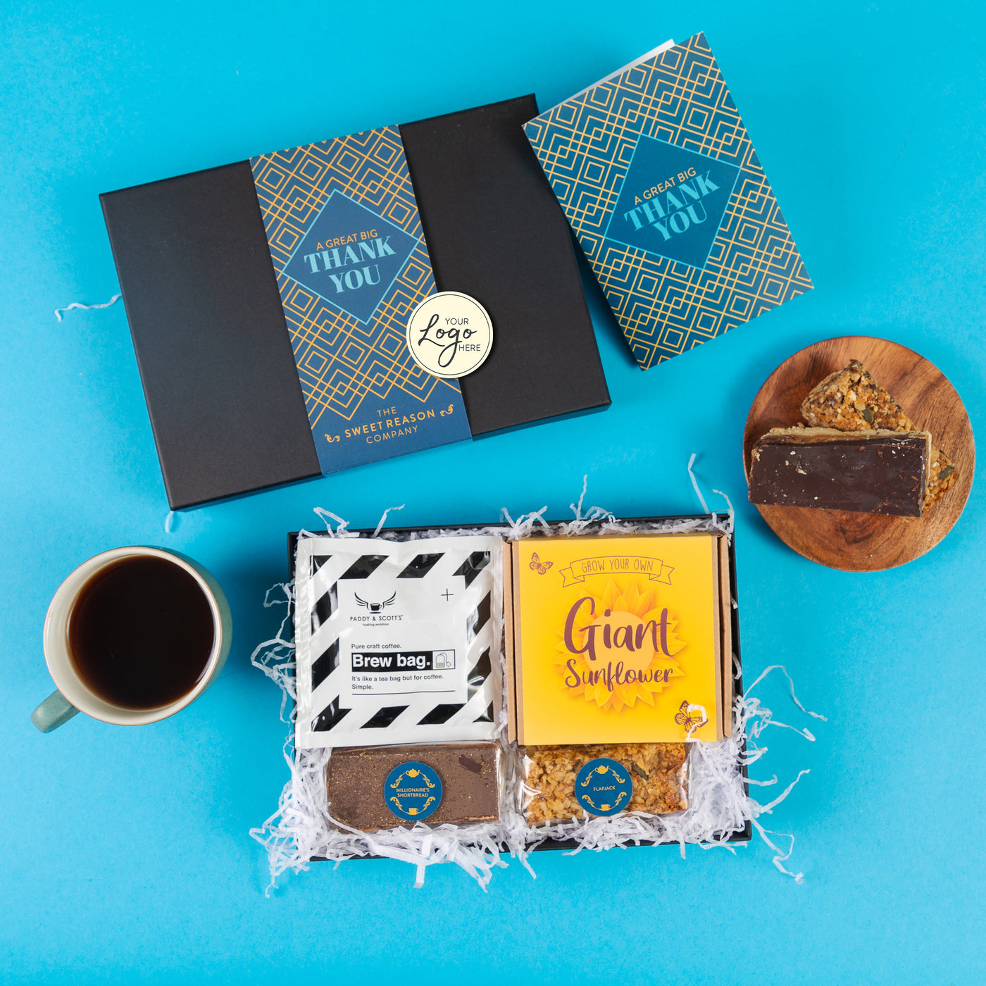 Branded & personalised 'Thank You' Millionaire's Treats & Coffee Gift