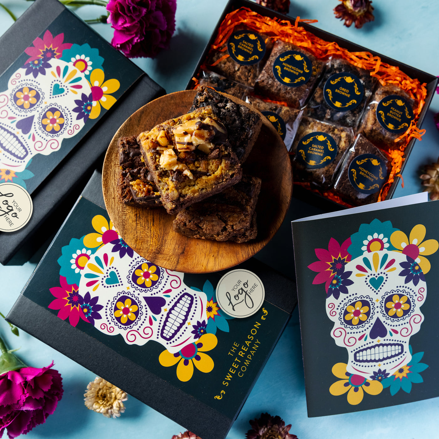 Branded & personalised 'Day of the Dead' Luxury Brownie Bites