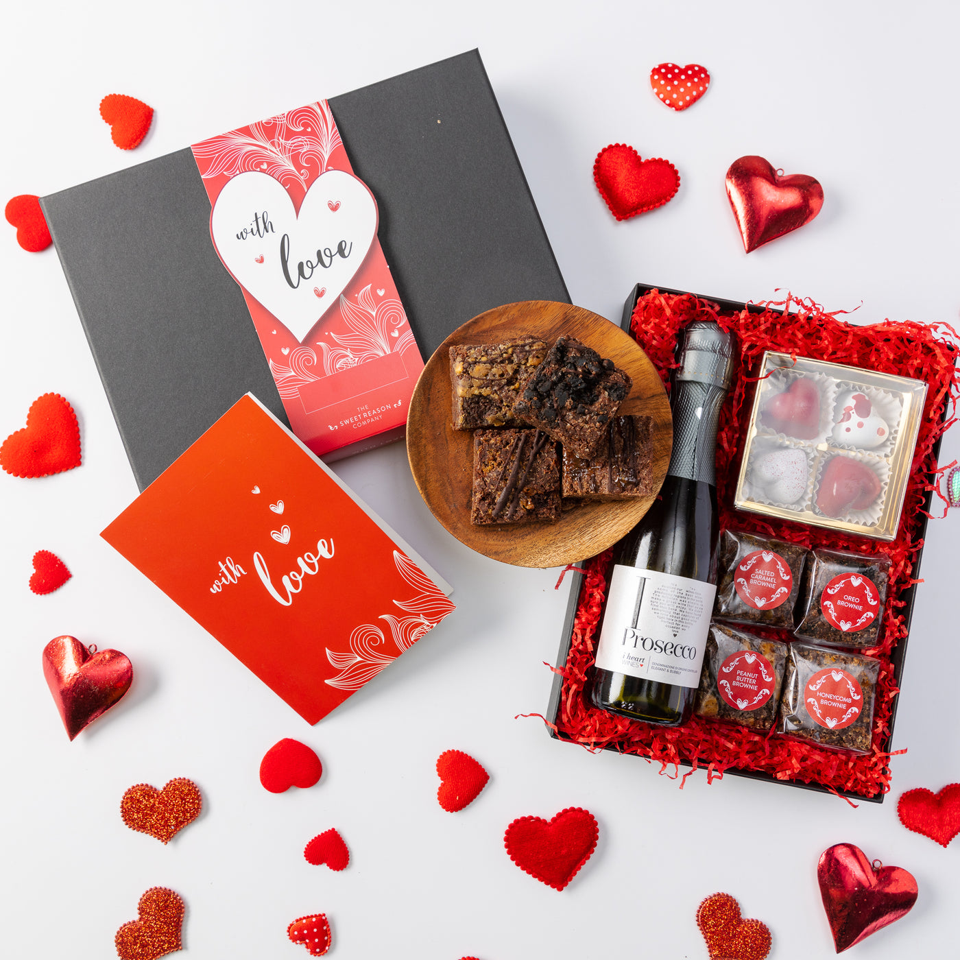 'With Love' Chocolates, Brownies and Prosecco Valentine's Day Gift Box