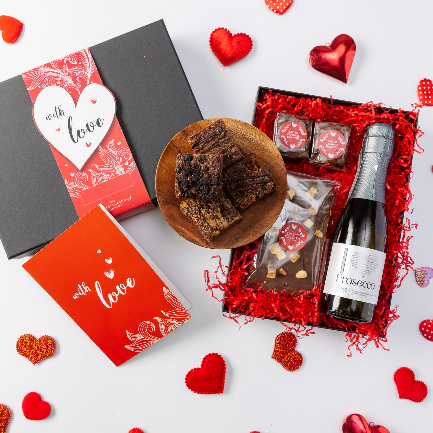 'With Love' Chocolate Slab, Brownies and Prosecco