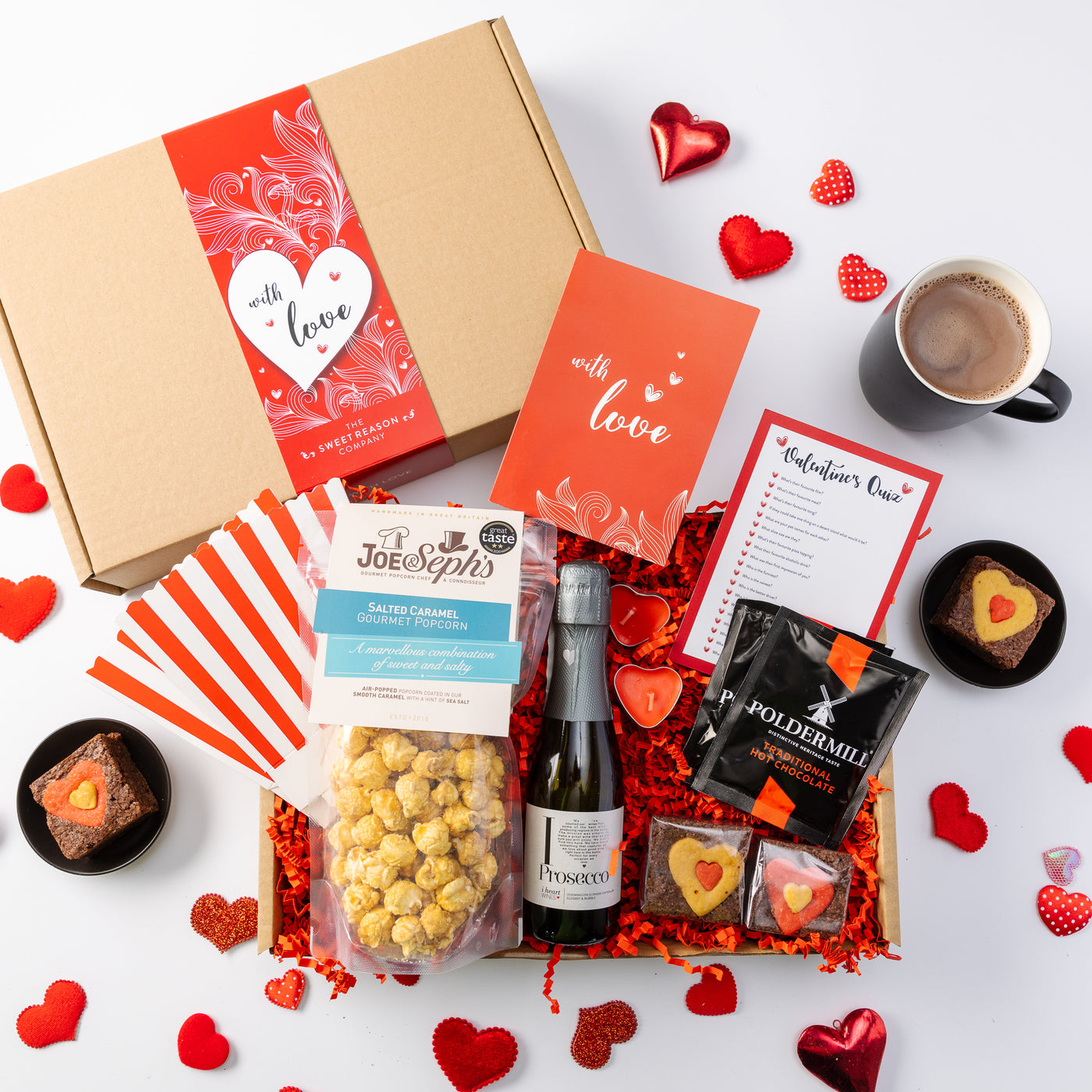 'With Love' Popcorn, Chocolate and Prosecco Valentine's Gift Box