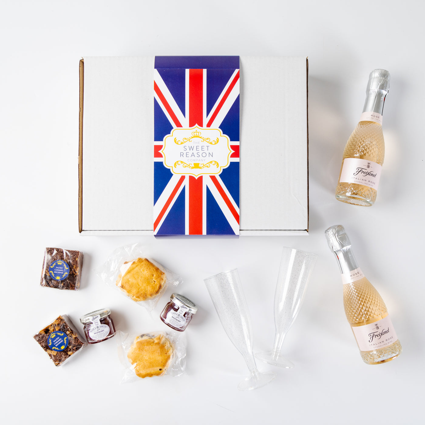'British' Brownies, Scones, Jam and Sparkling Wine