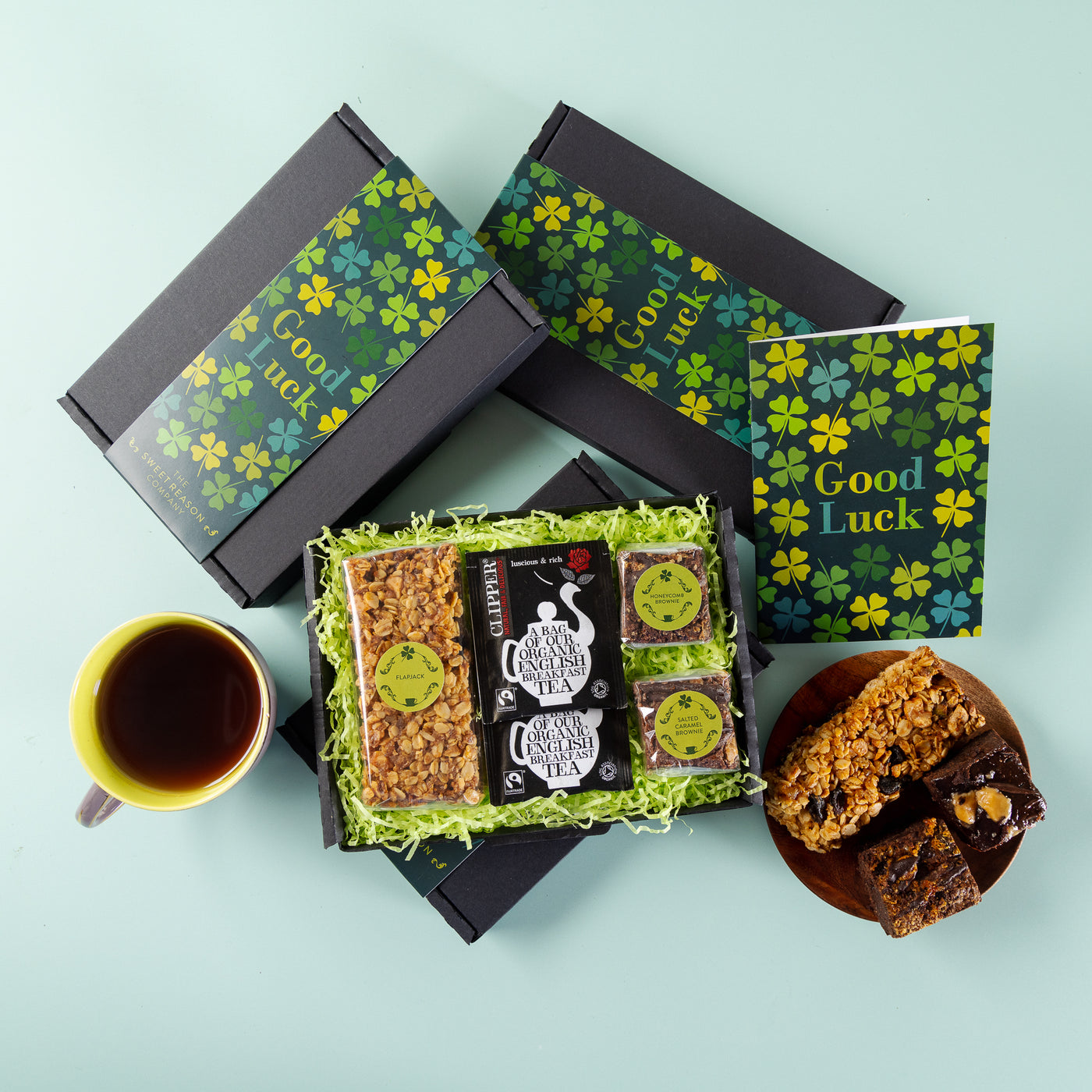 'Good Luck' Flapjack, Brownies and Tea Letterbox