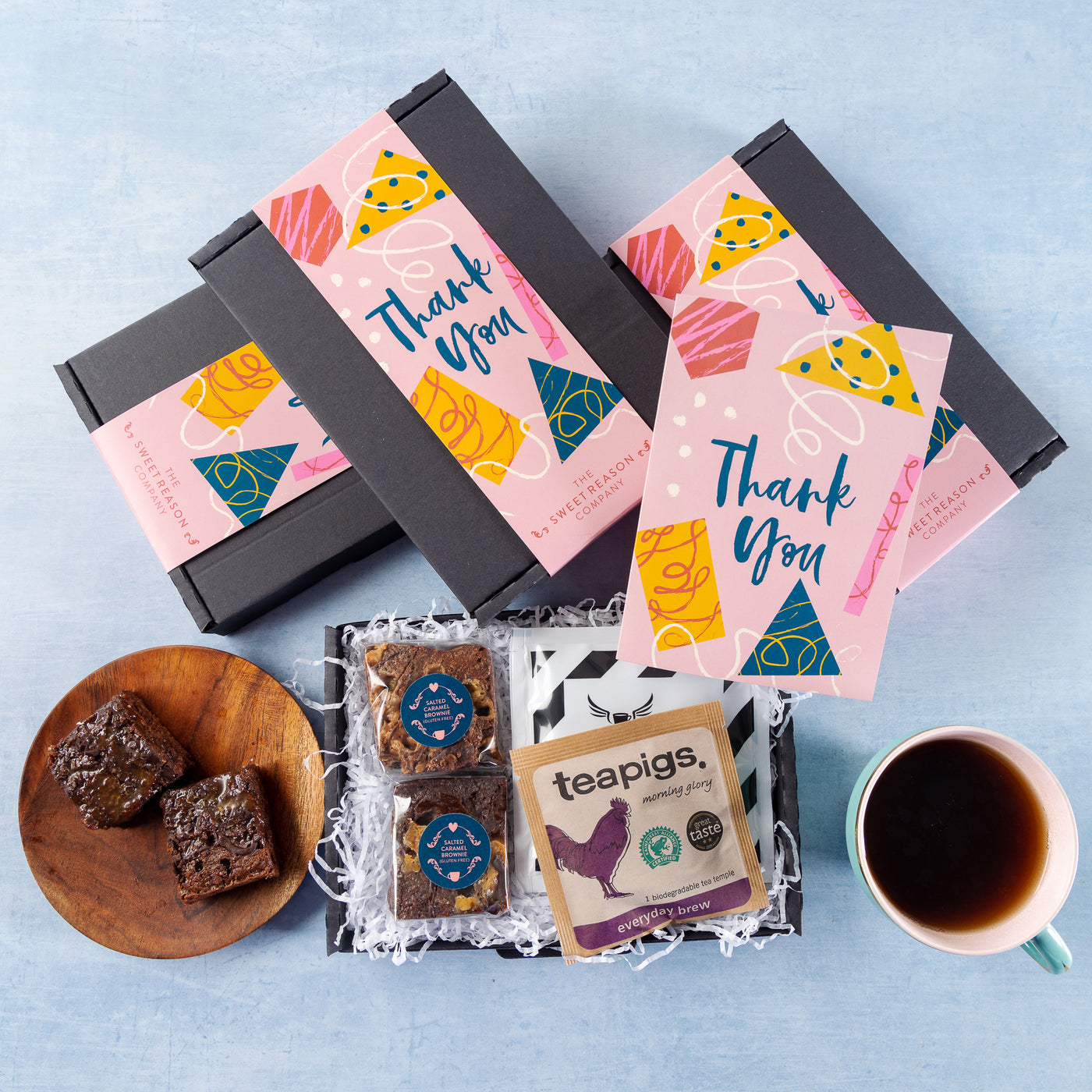 'Thank You' Salted Caramel Brownies, Coffee and Tea Letterbox