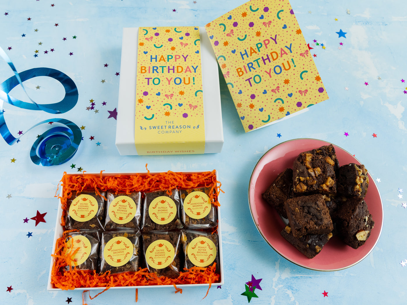 'Happy Birthday Confetti' Gluten Free Luxury Brownie Gift
