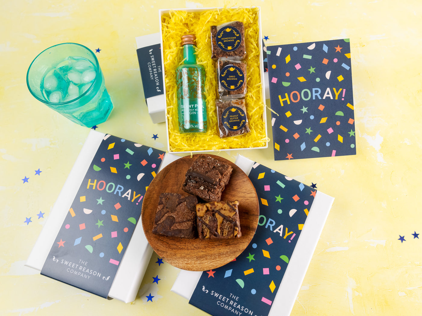 'Hooray!' Vegan Brownies & Gin Gift