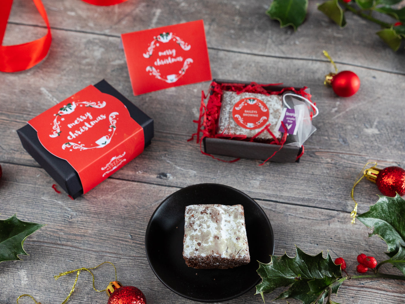 Christmas Mini Baileys Brownie & Tea Gift Box