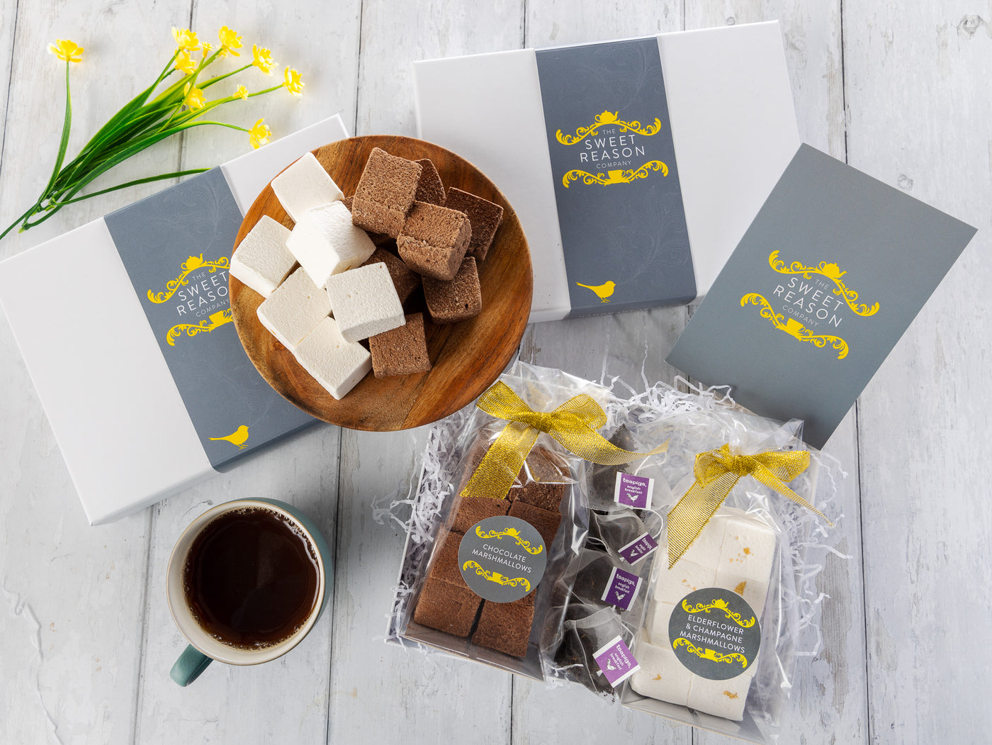 Champagne and Elderflower and Double Chocolate Marshmallows Afternoon Tea for Four Gift