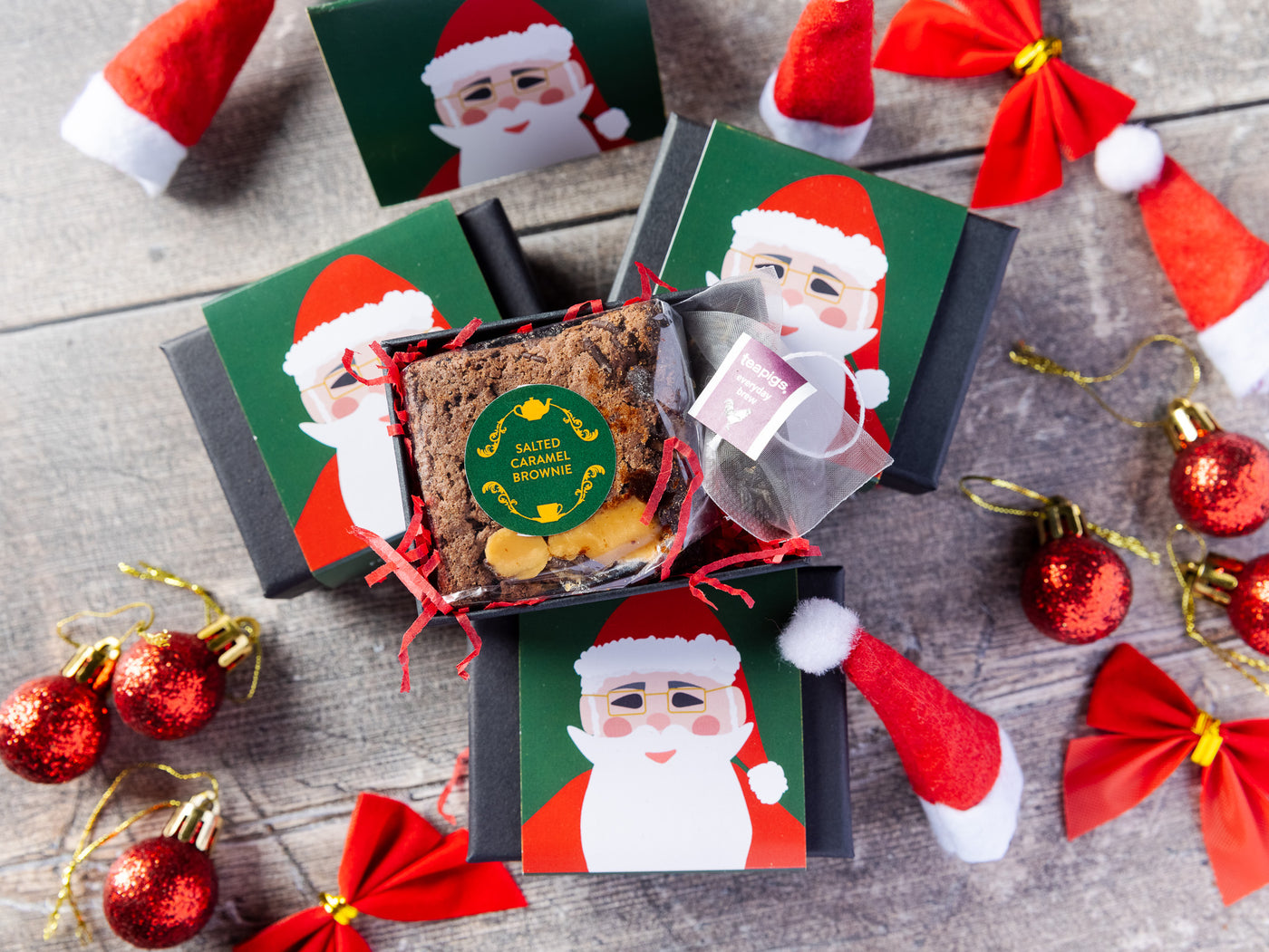 'Santa' Mini Salted Caramel Brownie & Tea
