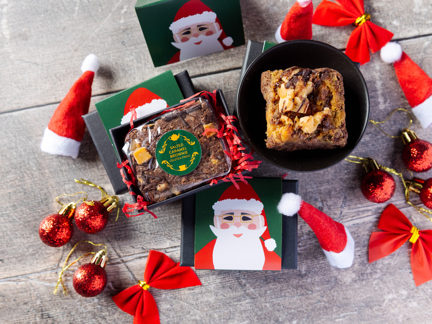 'Santa' Gluten Free Mini Salted Caramel Brownie