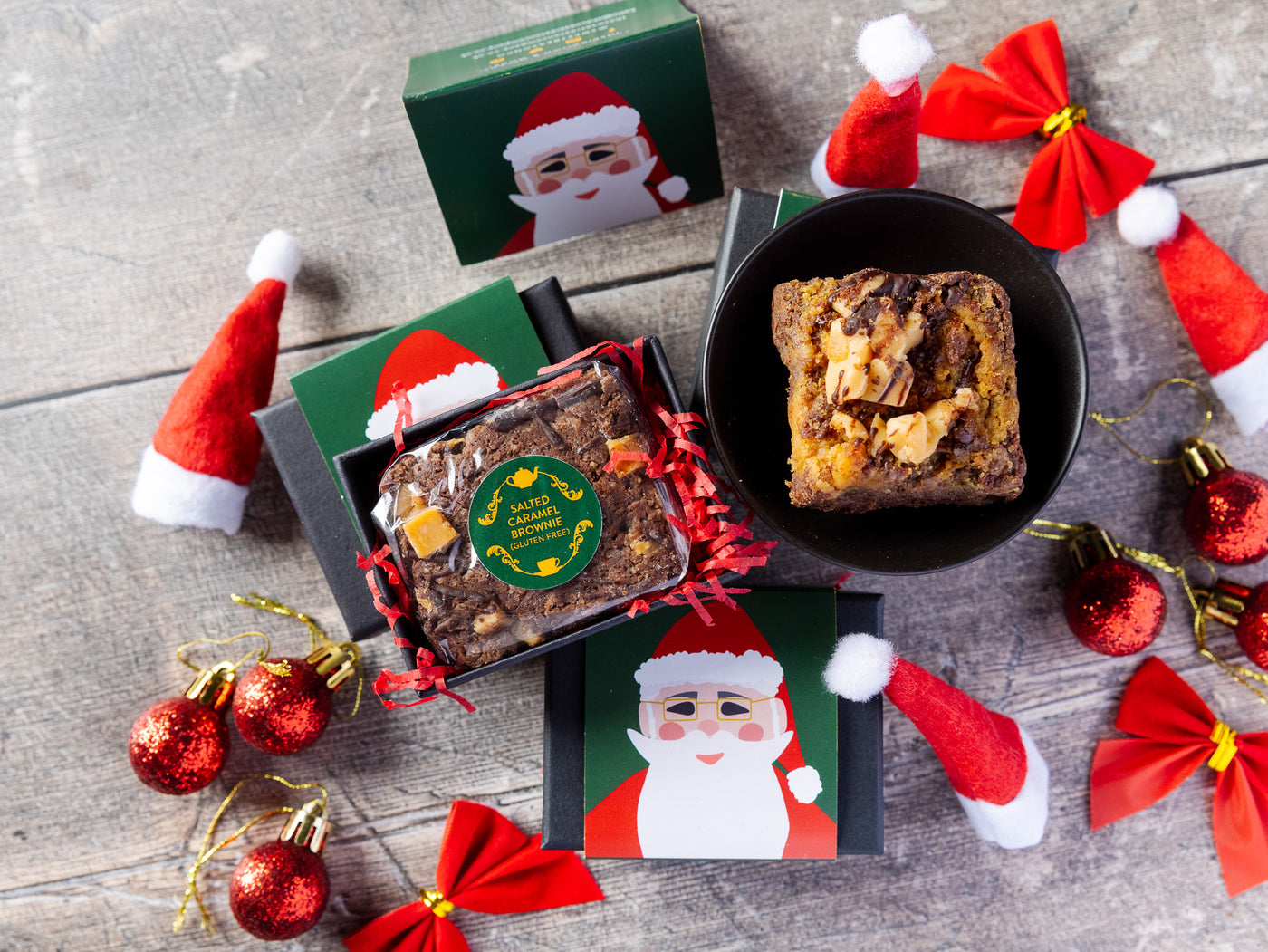 'Santa' Gluten Free Mini Salted Caramel Brownie