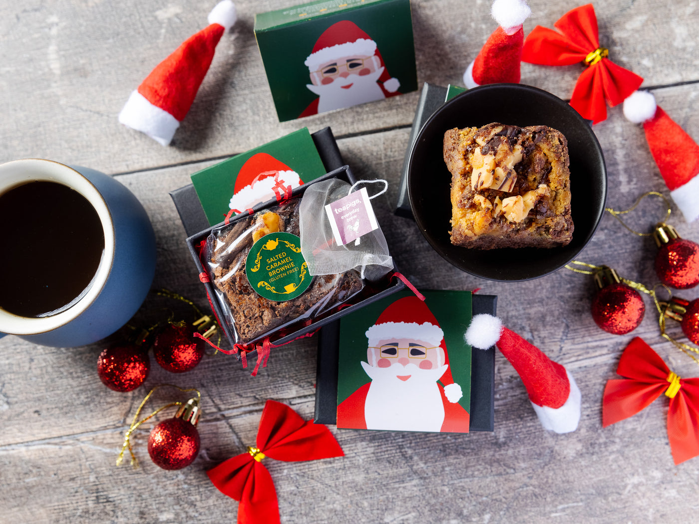 'Santa' Gluten Free Mini Salted Caramel Brownie & Tea
