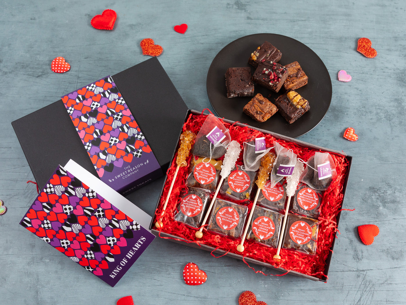 'King of Hearts' Vegan Brownies Afternoon Tea For Four Gift