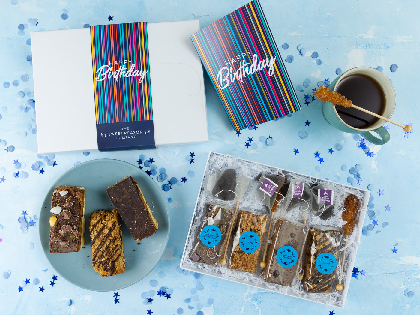 'Happy Birthday Stripes' Afternoon Tea For Four Gift Bars