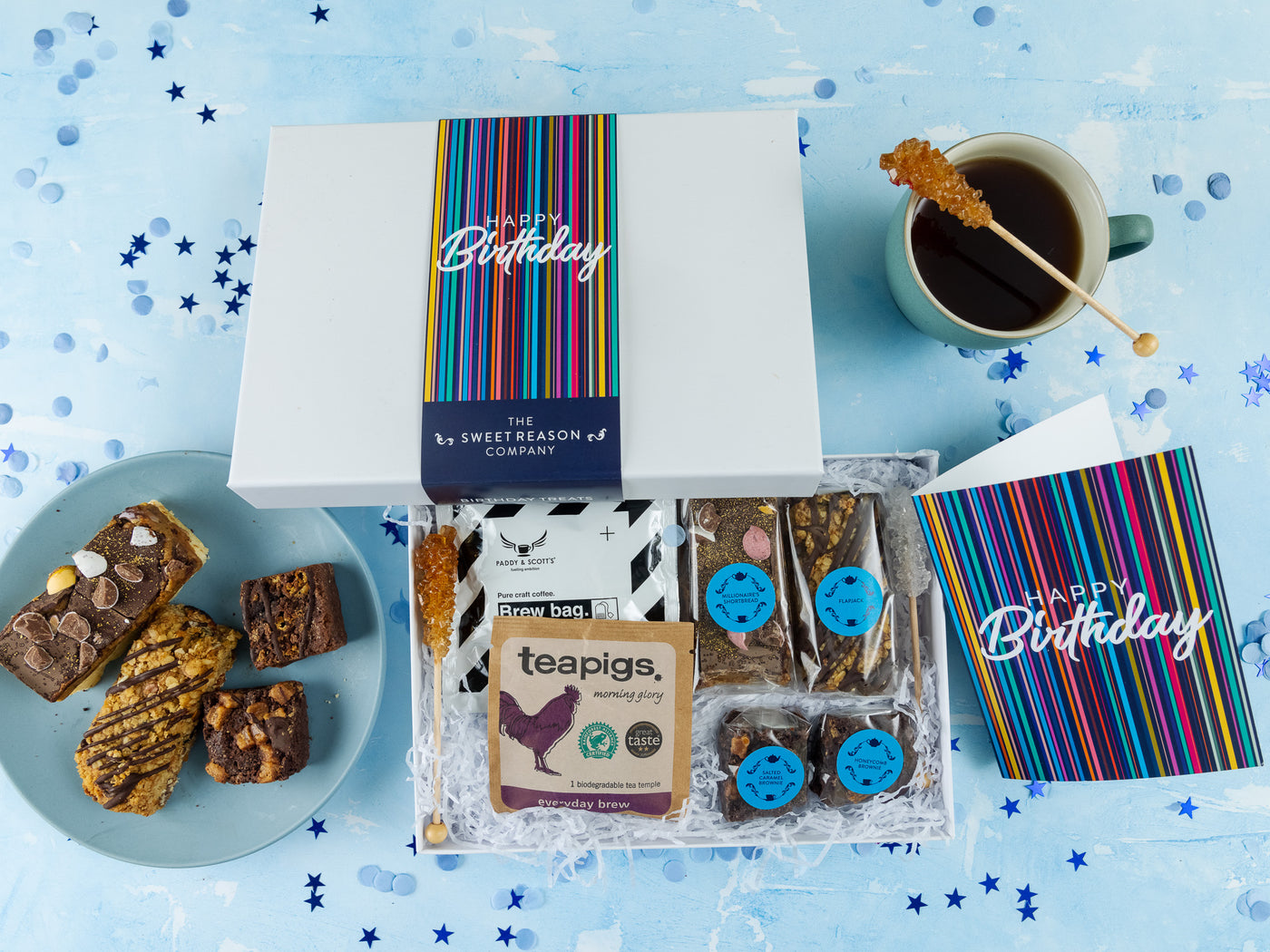 'Happy Birthday Stripes' Coffee and Treats Gift