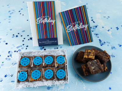 'Happy Birthday Stripes' Luxury Brownie Gift
