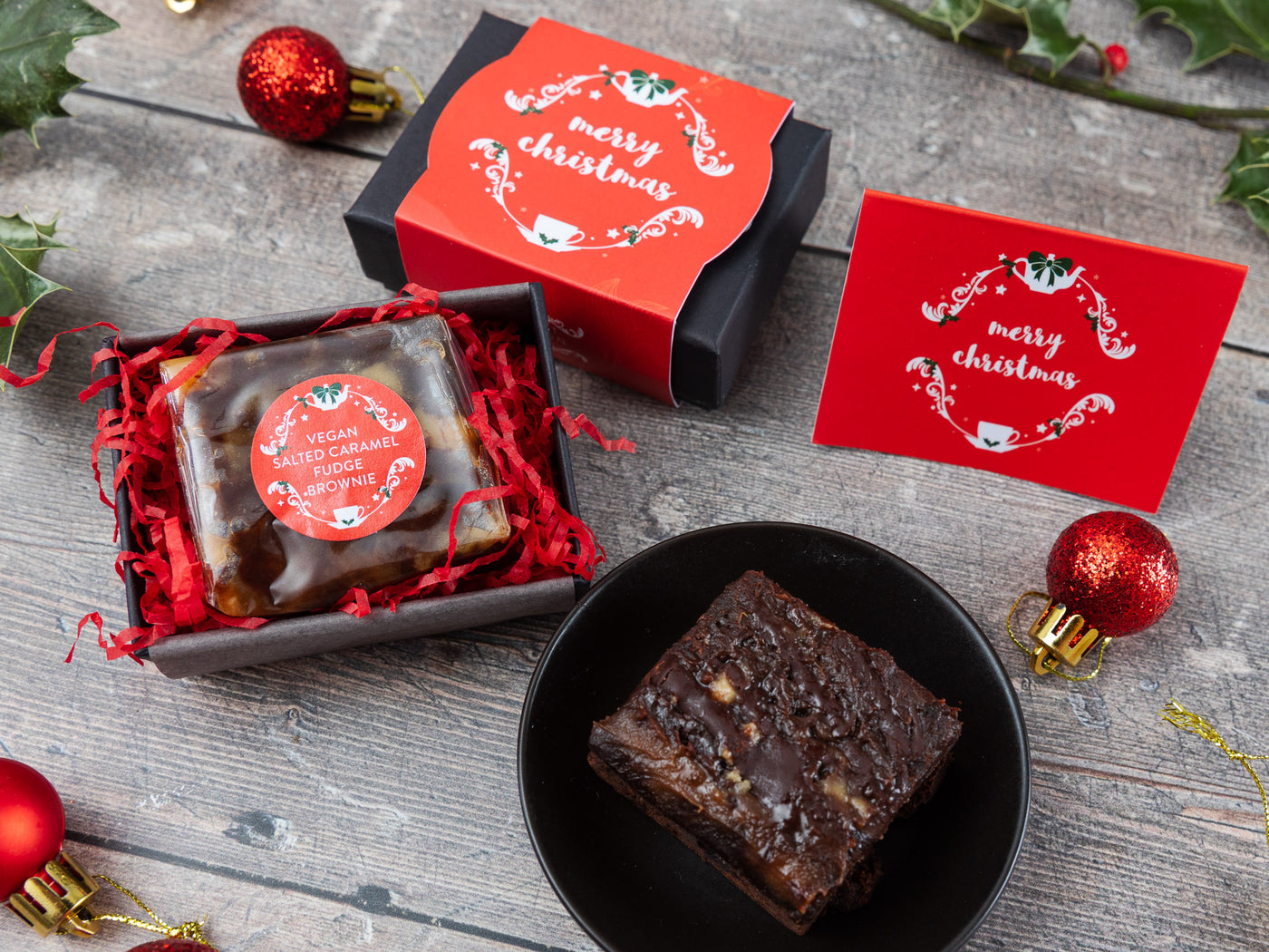 Christmas Vegan Mini Salted Caramel Brownie Gift Box