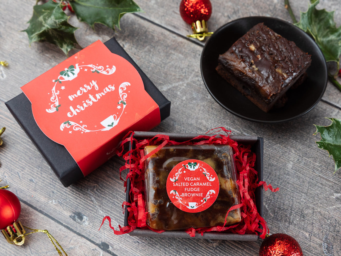 Christmas Vegan Mini Salted Caramel Brownie Gift Box