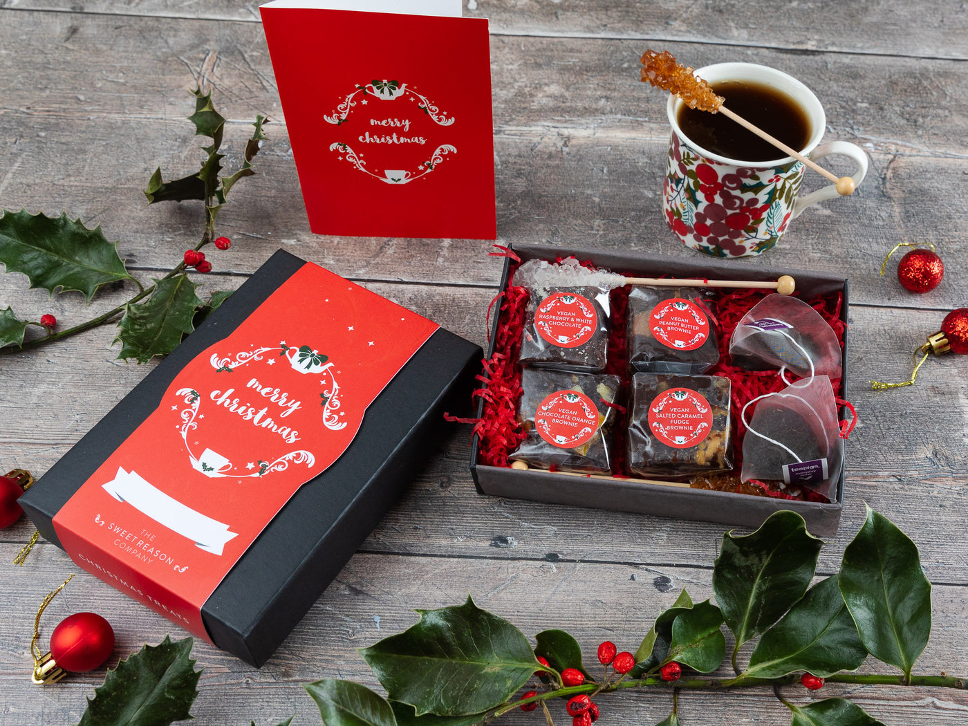 Christmas Vegan Brownies Afternoon Tea for Two Gift Box