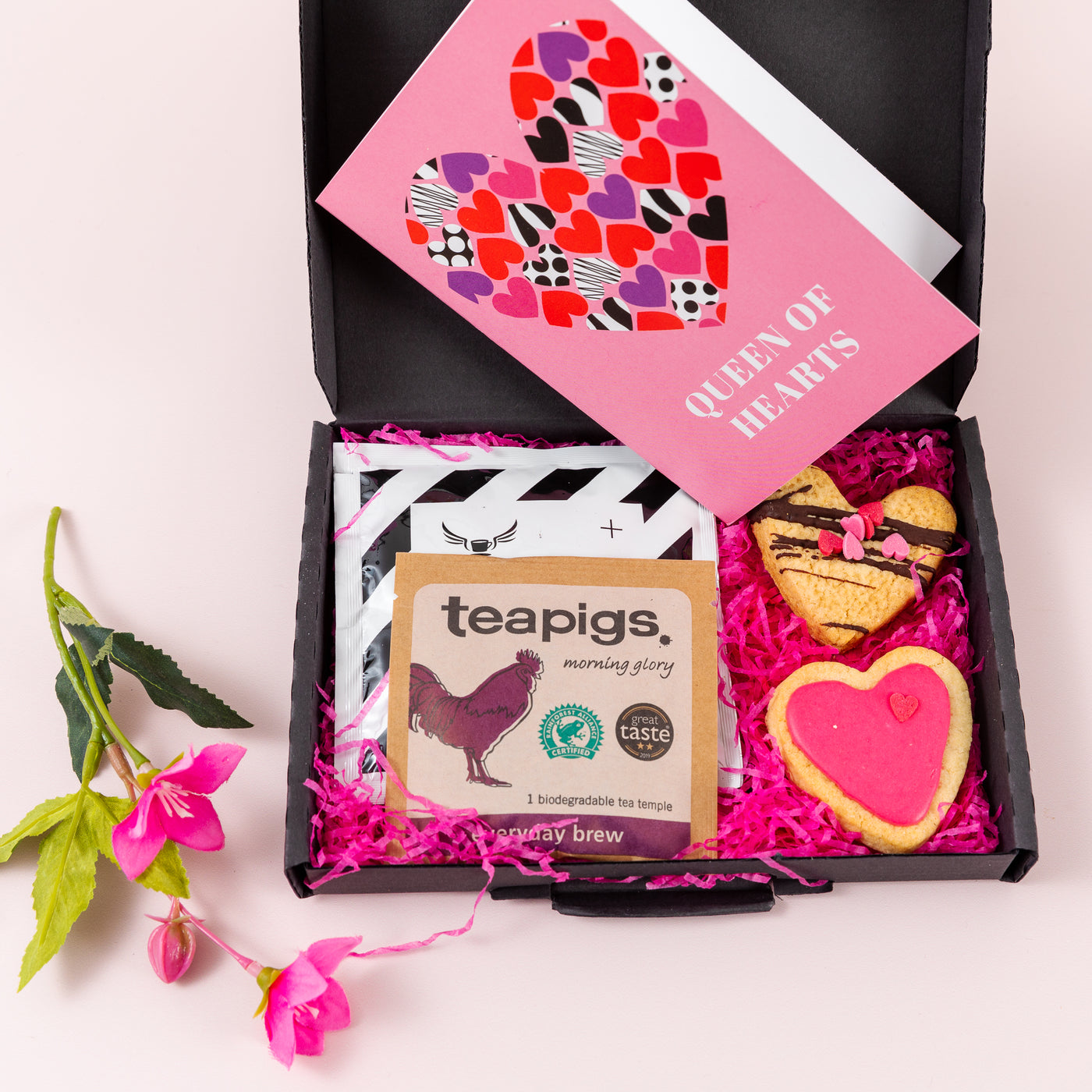 'Queen of Hearts' Coffee, Tea and Biscuit Letterbox